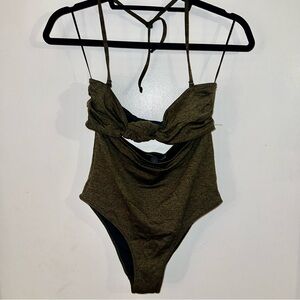 ZARA: Olive one piece cut out swimsuit M